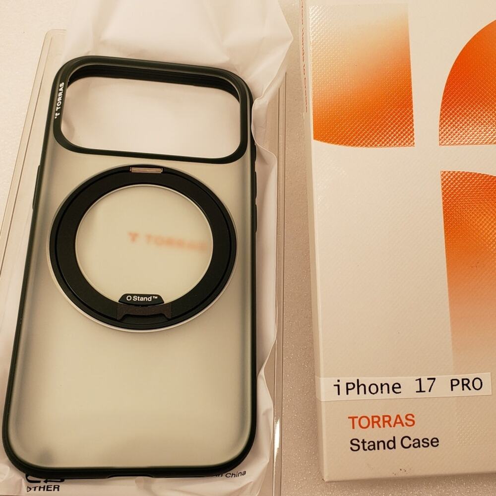 TORRAS Ostand Ring Kickstand Case for iPhone 17 Pro (Dark Green / Frosted Clear)